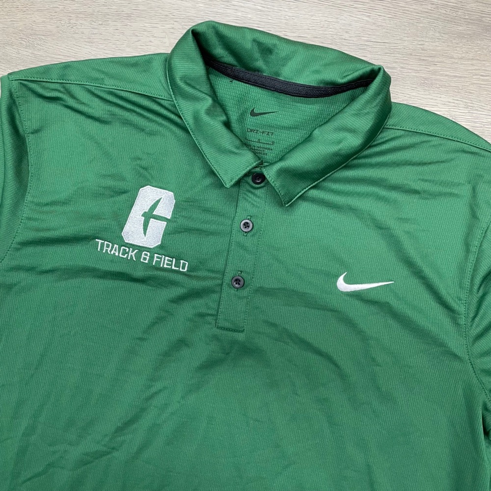 Nike UNC Charlotte Polo Shirt Mens Large Green Track & Field Dri-Fit